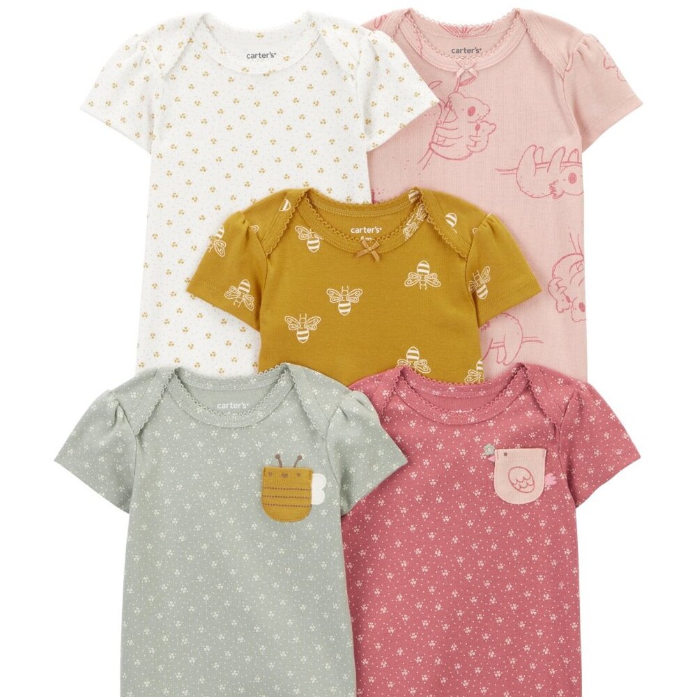 nwt  Carter’s Baby Girl 5pk 18 Months Short Sleeve Onesies
